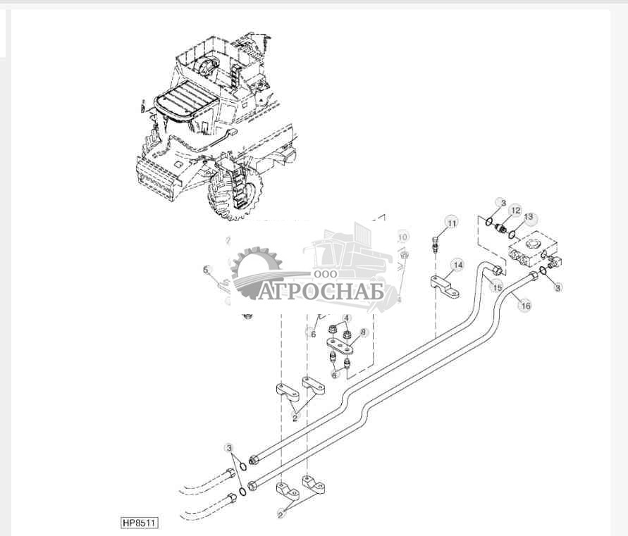 Reel Drive Hydraulic Lines And Hoses, LH Side 